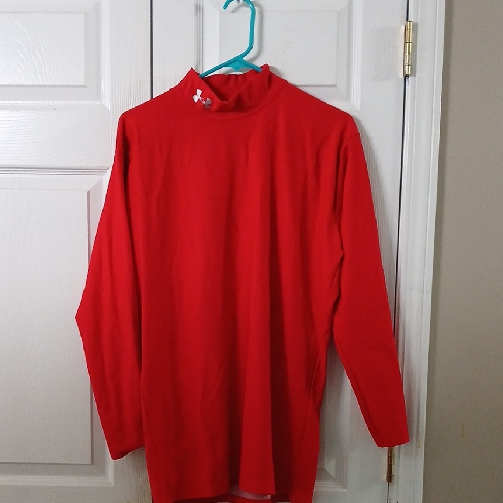 Under Armour Red Long Sleeve Compression  coldgear Turtleneck Top Sz 3XL EUC